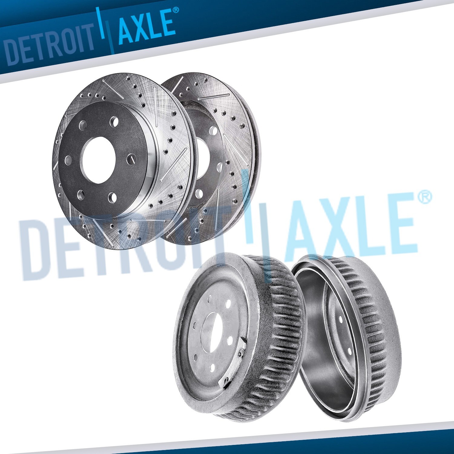 Front Drilled Brake Rotors Rear Drums for 1992-1999 Tahoe Yukon K1500 Suburban