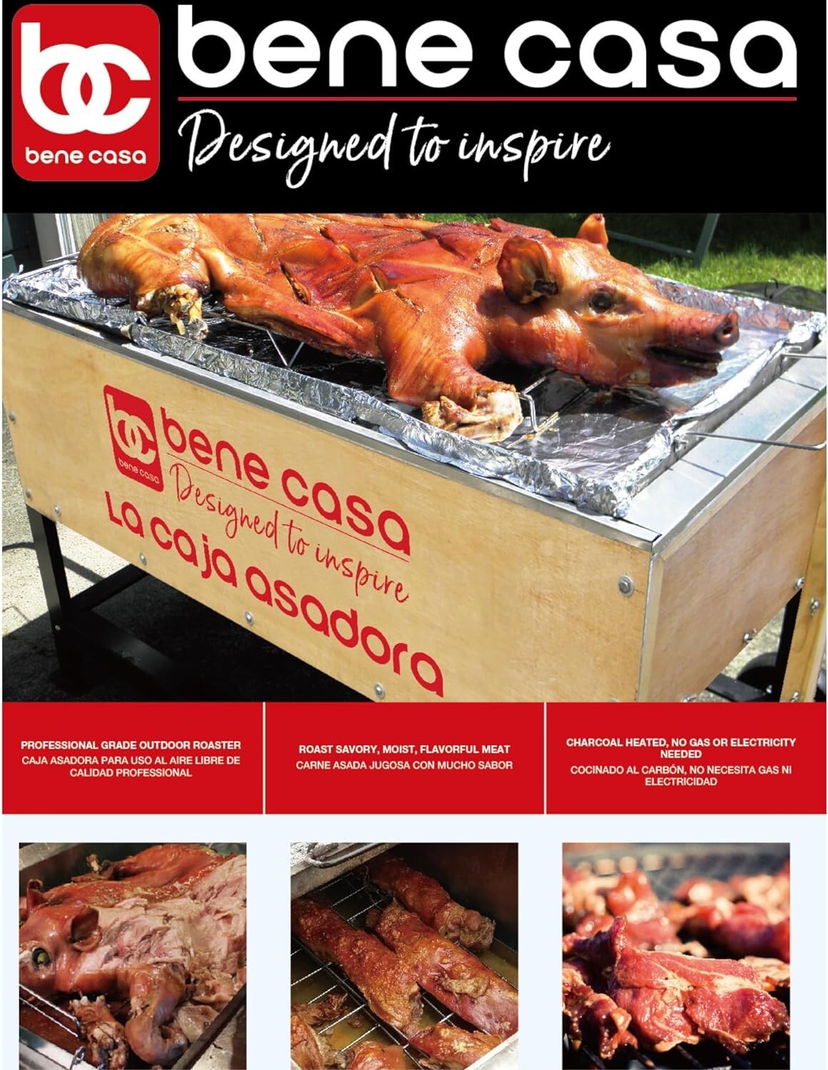 Bene Casa Caja Asadora Roasting Box, 70lb Capacity, Outdoor Roasting Box Portabl