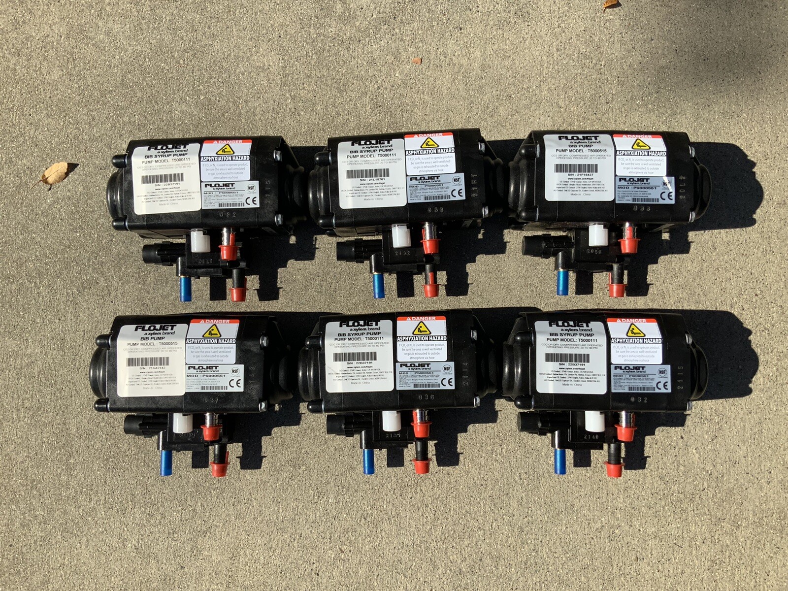 New / Lot Of 6 Flojet Bag-In-Box Beverage, Syrup, Soda Pump. Coke, Pepsi