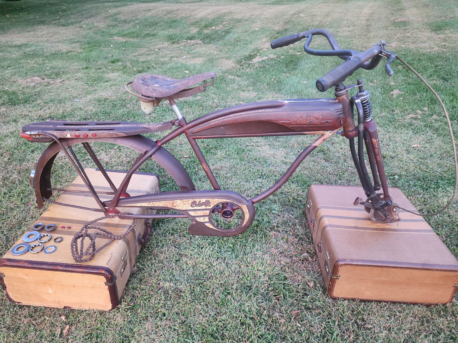 ORIGINAL 50'S COLUMBIA 5 STAR SUPERB BALLOON TIRE BIYCYCLE SPRINGER W/ KEY