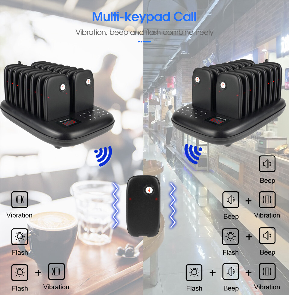 Retekess TD175 Restaurant Pager System Queuing 16 Buzzers Food Truck Cafe Club