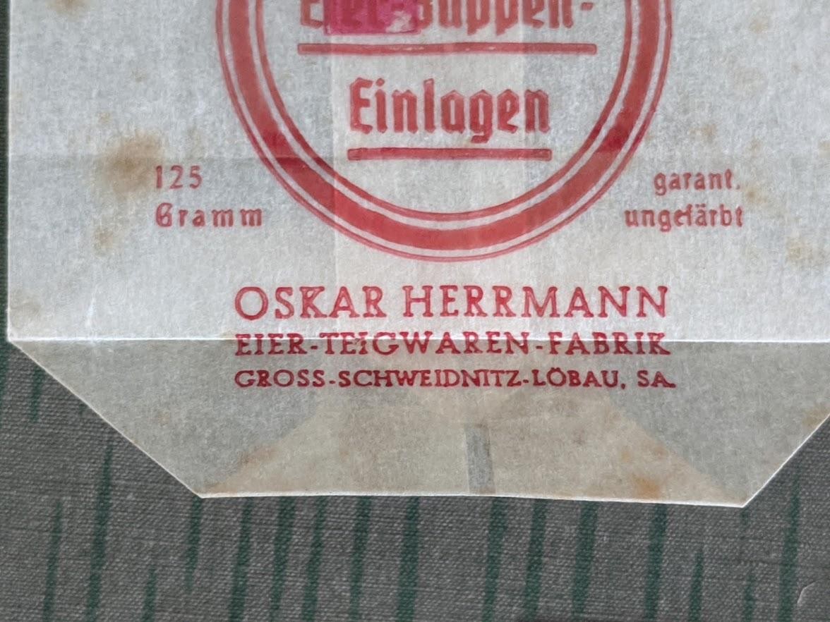 Vintage WWII German Egg Semolina Noodle Soup Bags (Lot of 2) 1940s Rationing Bag