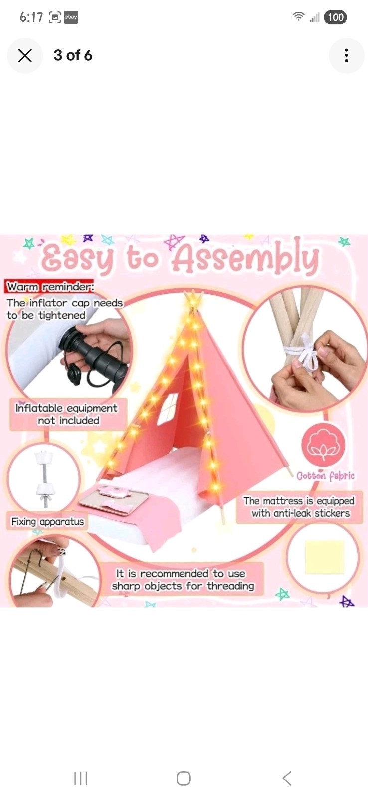 🏕️ ⭐ Windyun 2-Pack Kids Teepee Tent Sleepover Party Set – Pink