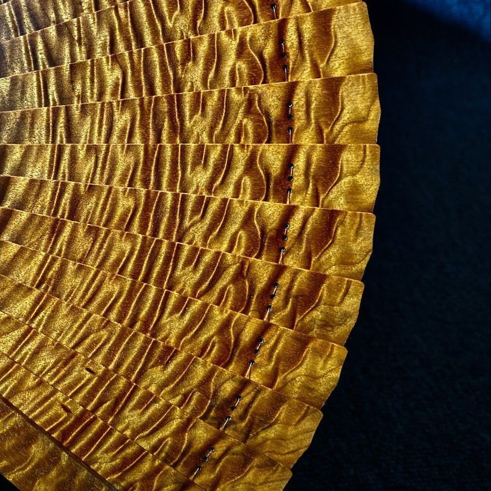 Golden Nanmu Fan Chinese Style Handmade Mini Su Fan Tassel Decor Portable