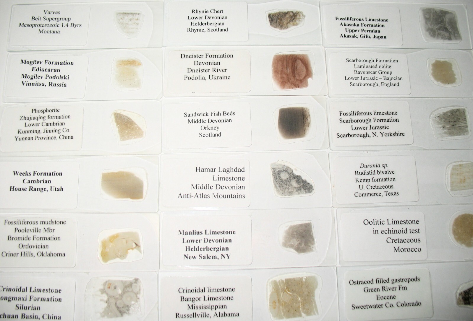 Geological Formation 25 Thin Section Slides Precambrian to Miocene Fossils Rocks