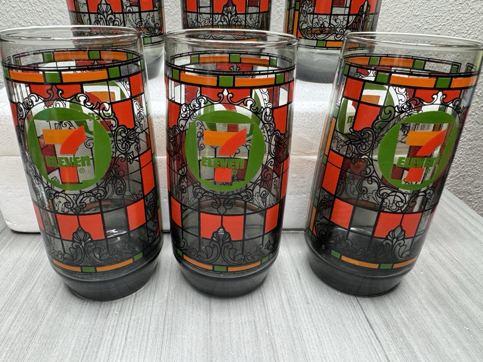 7-Eleven Vintage 1970s Drinking Glasses Lot Of 6 Collectible Glass