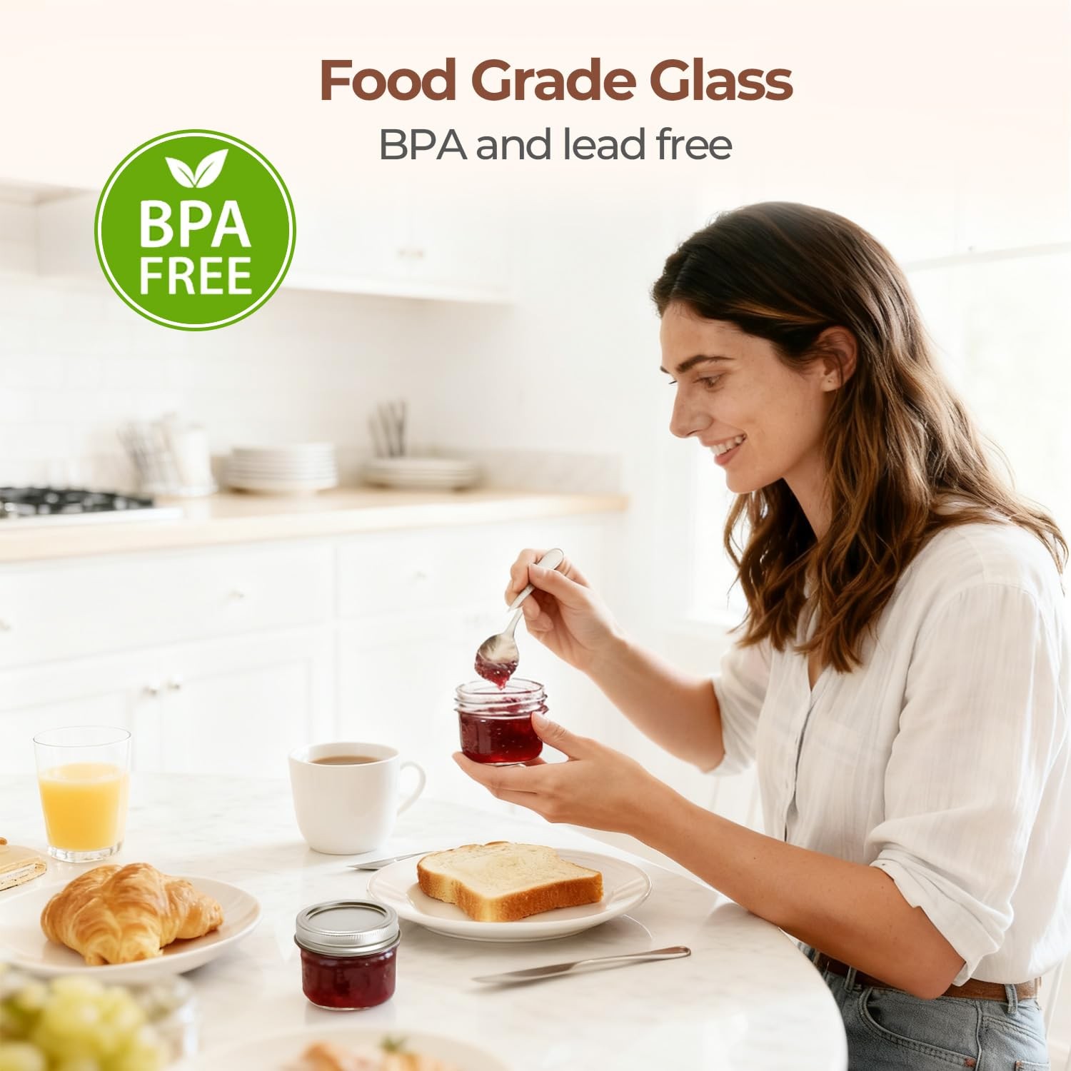 4oz Mini Mason Jars 8-Pack w/Airtight Lids - Small Glass Canning Jars for Crafts