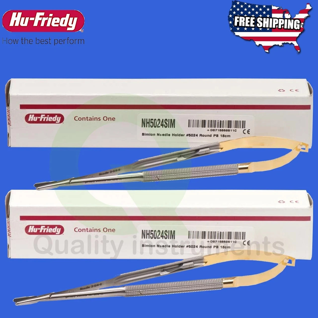 2 PC HU FRIEDY Castroviejo straight Needle Holder 7 18cm NH5024SIM