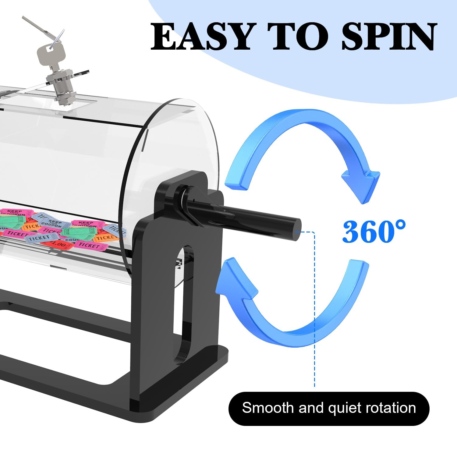 Raffle Ticket Spinner Raffle Drum: Acrylic Rotating Lottery Box with Handle (...