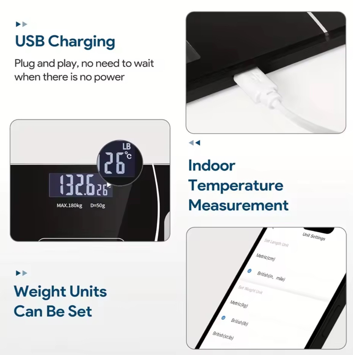 Electronic Digital Bathroom Scale High-Precision 396lb LCD Display Weight Scale