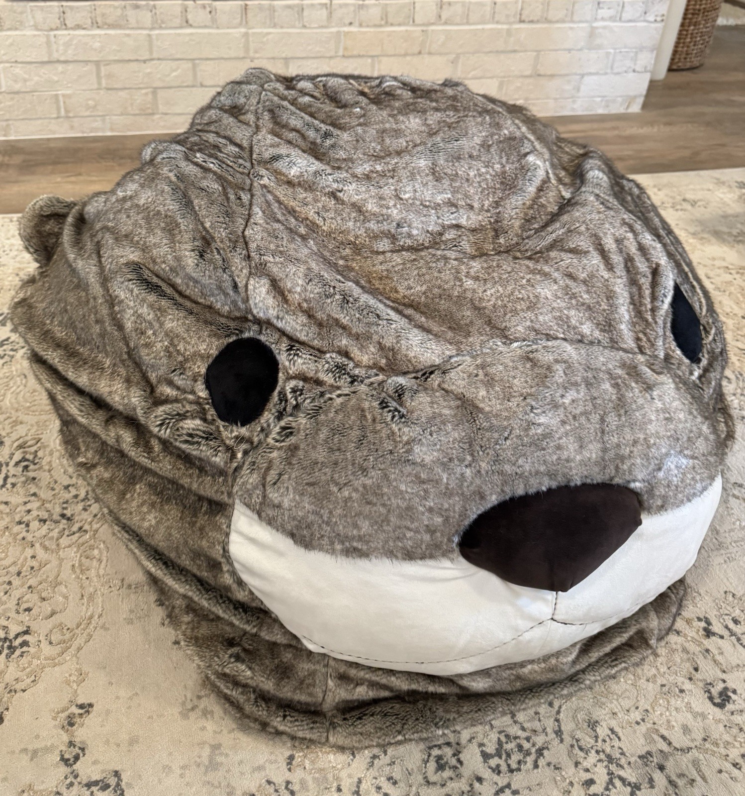 Pottery Barn Teen Otter Critter Faux Fur Beanbag SlipCover 3D Large NWT