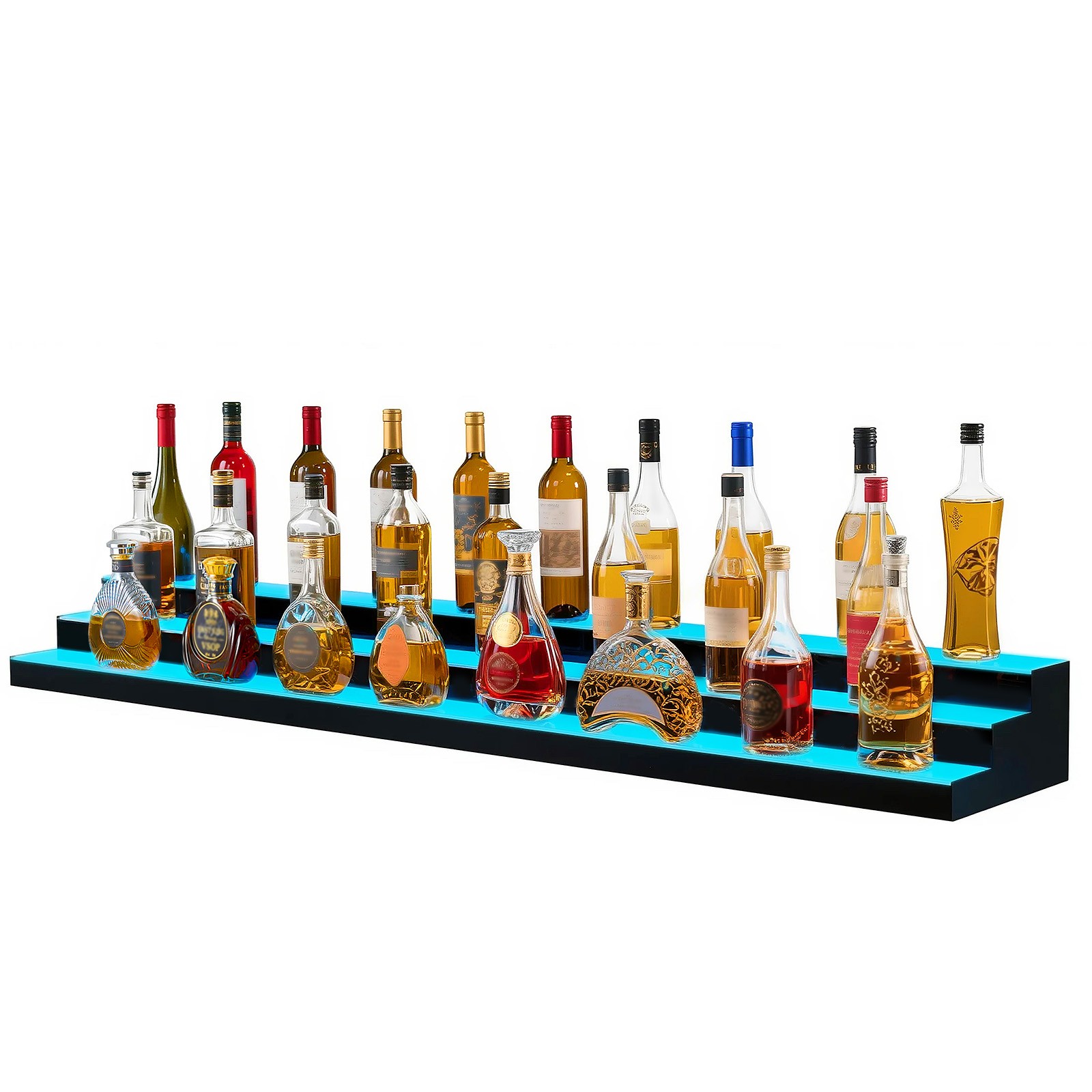 VEVOR LED Lighted Liquor Bottle Display 3-Tier 70 Inches for 52 Bottles