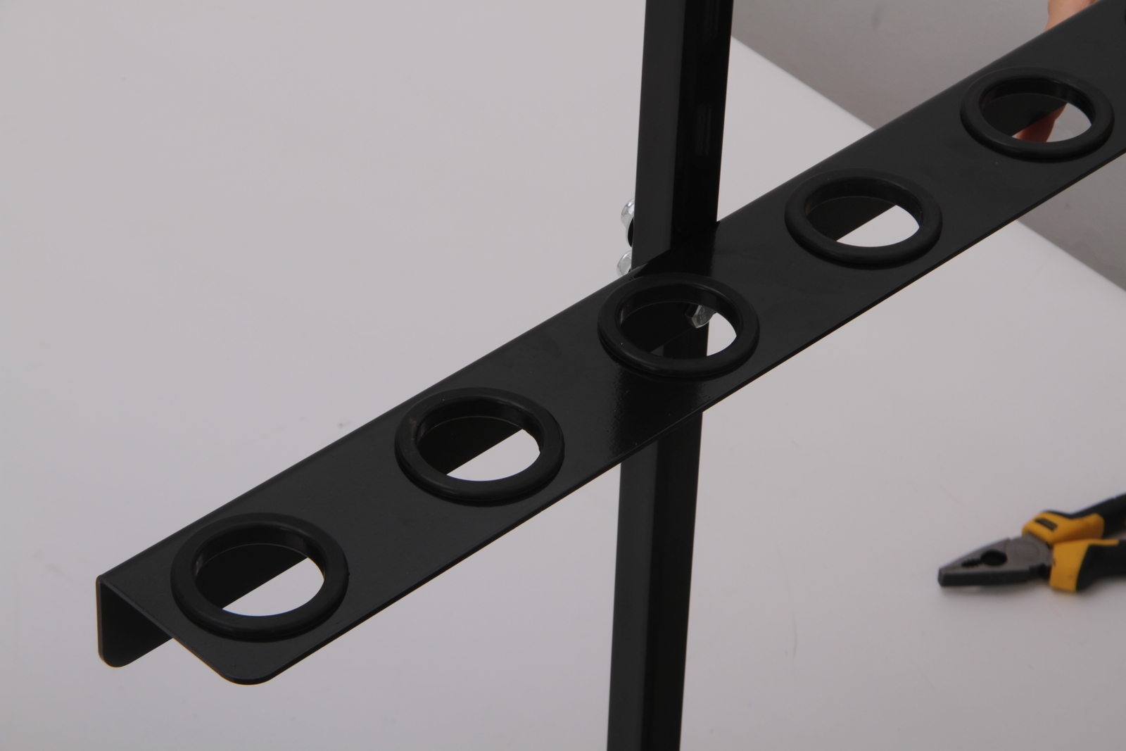 6-Hole Trailer Tool Rack – Shovel, Rake & Pickaxe Holder with Rubber Grommets