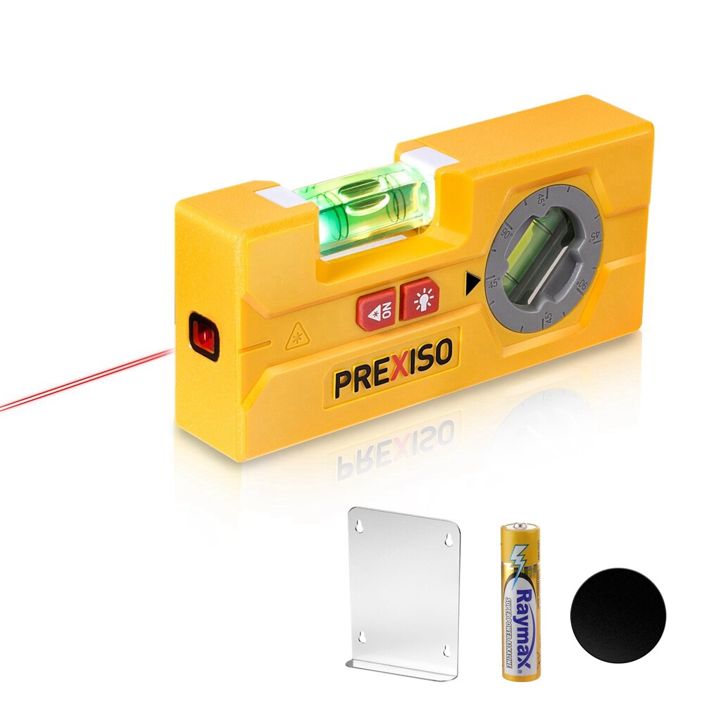 PREXISO 2-in-1 Line Laser Level 30 Ft Laser Line Leveler Tool Mini Torpedo Level