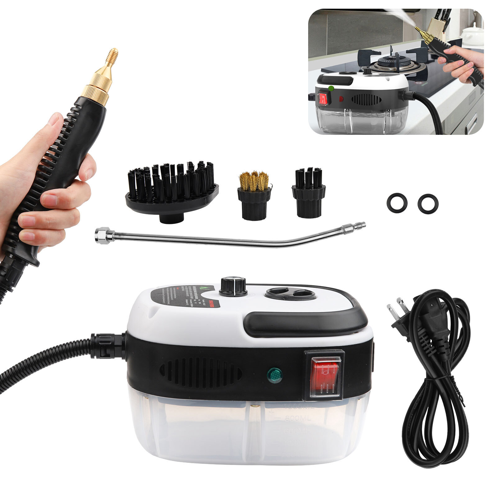 Portable 2500W White Handheld Steam Cleaner - High Temp for Home & Car Detailing