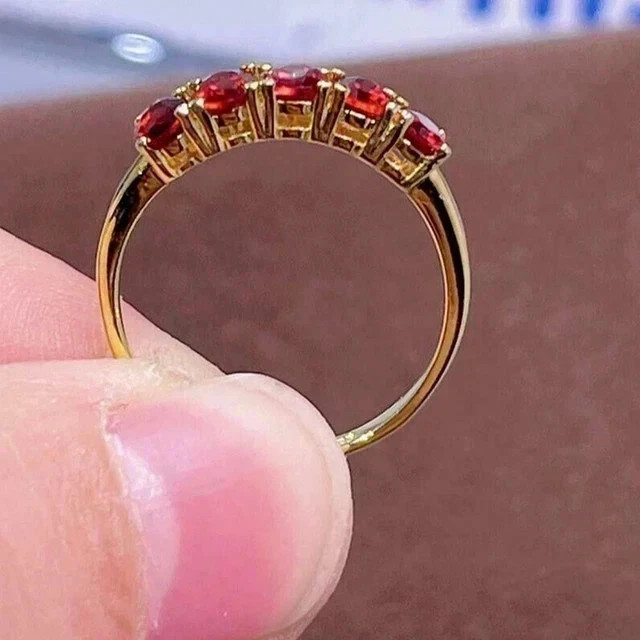 Lab-Created Red Garnet 3CT Oval Cut Engagement Band Ring 14k Yellow Gold Plated