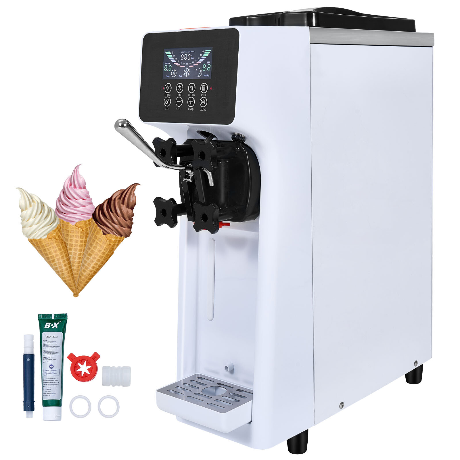 Uimoso Soft Serve Ice Cream Machine Maker 10L/H Yield Single Flavor Countertop
