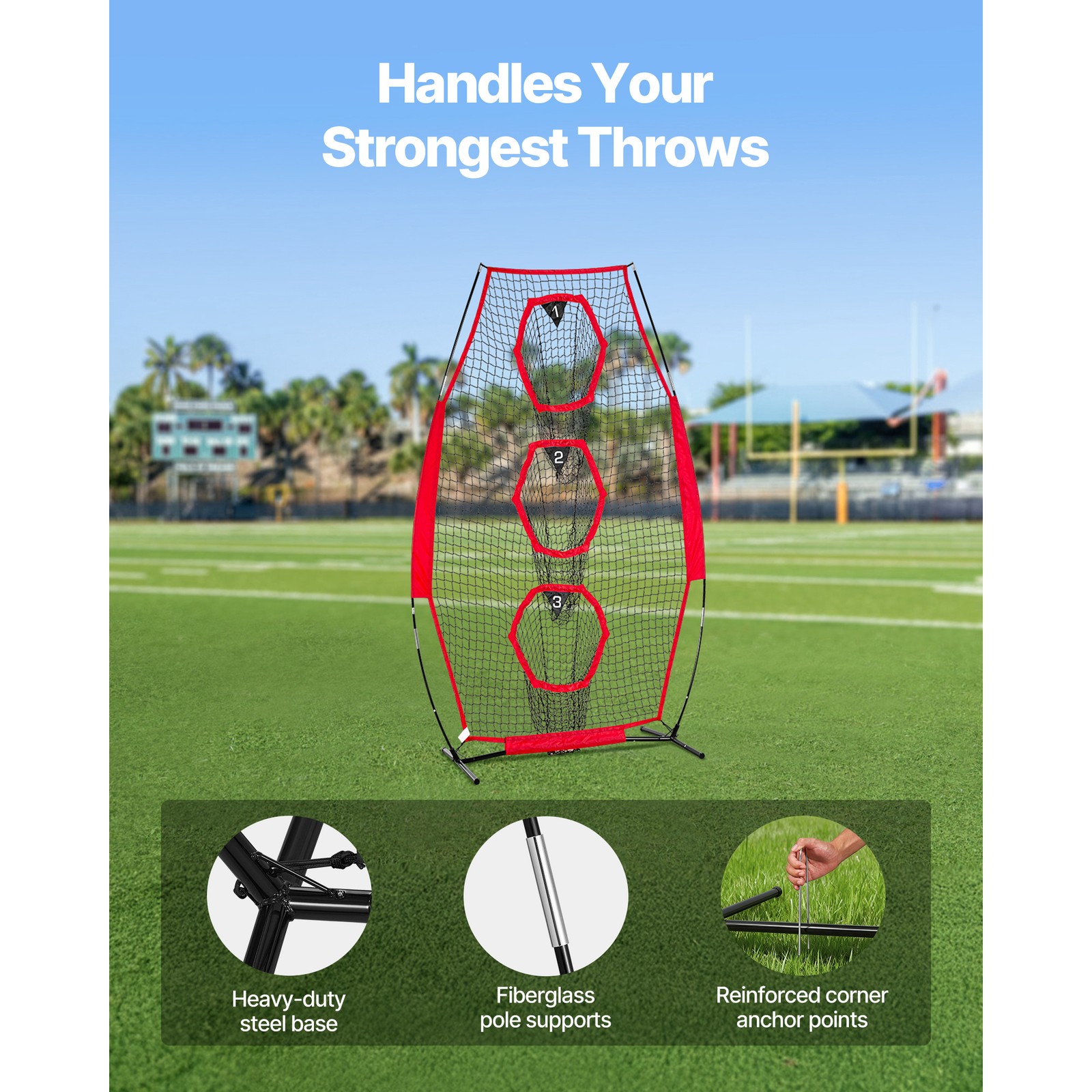 Uimoso 8x4 ft Football Throwing Net Portable Practice Tool for QB Training