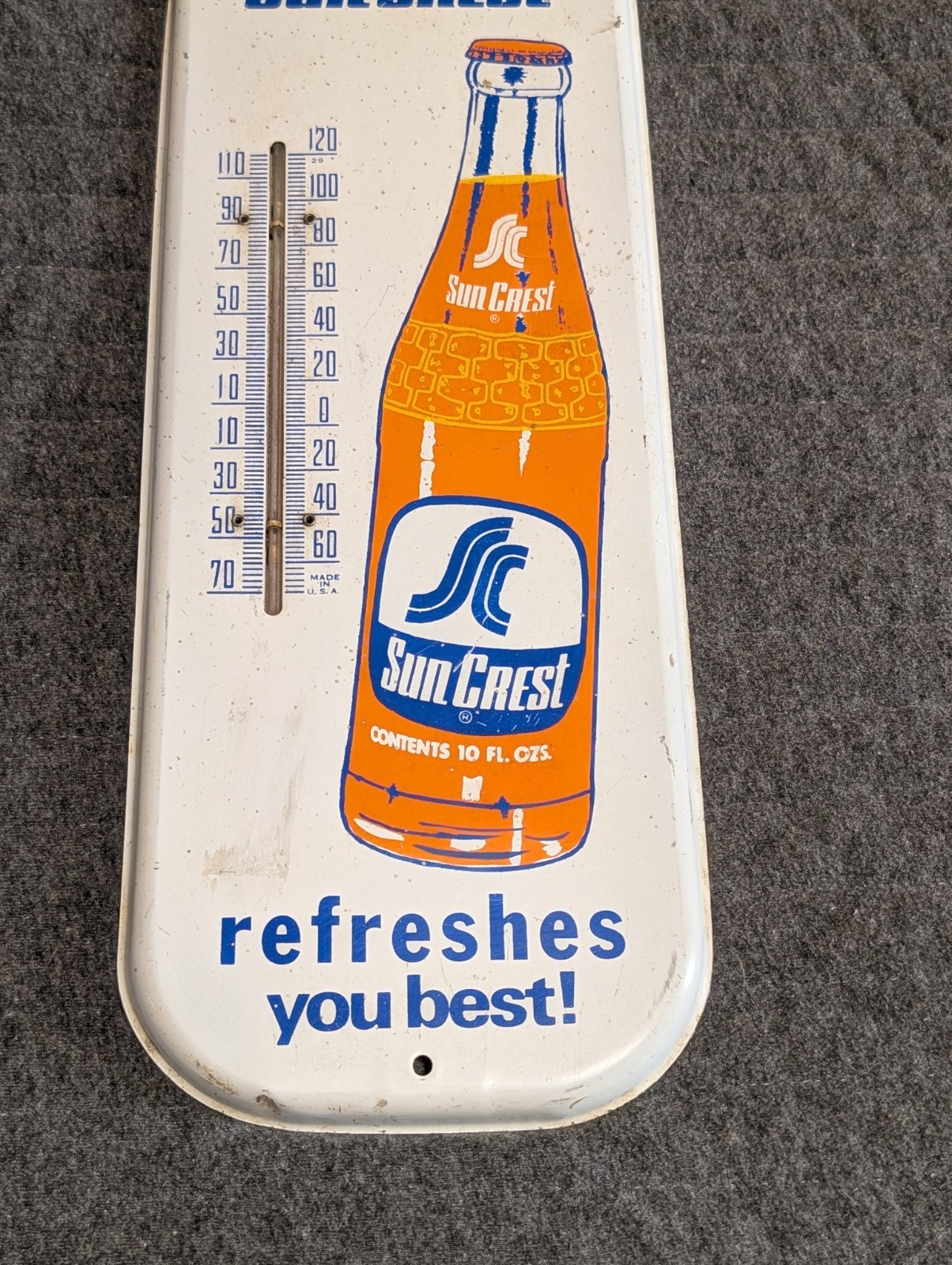 Original Sun Crest Soda Advertising Thermometer Estate Find