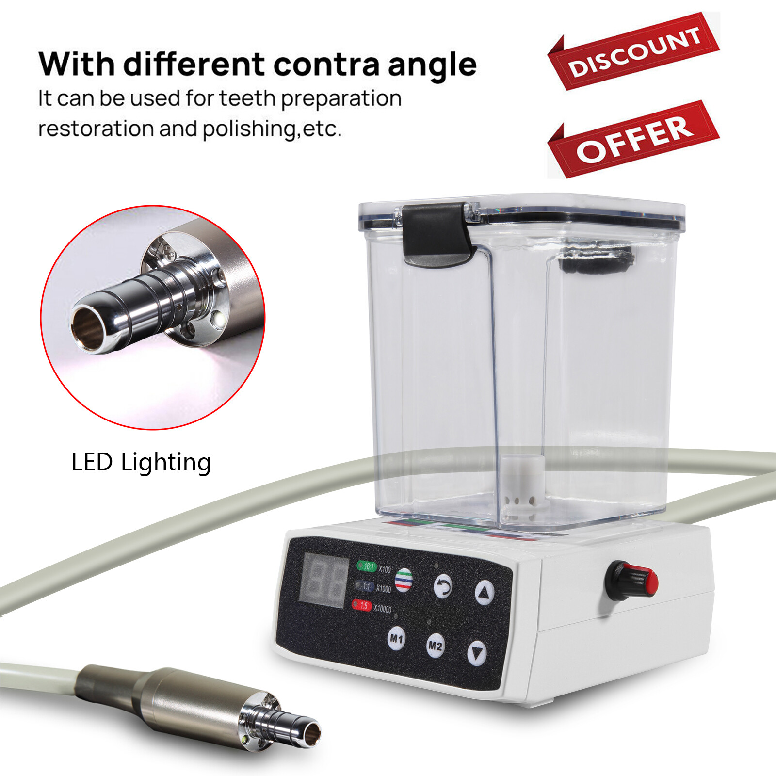 NSK Style Dental Brushless LED Electric Micro Motor/1:5 1:1 Increasing Handpiece