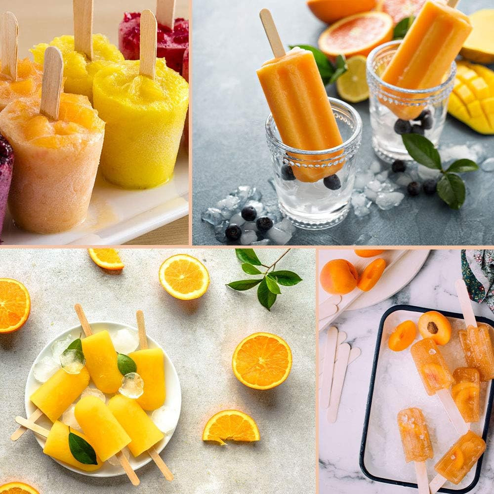 200 Pcs Natural Wooden Food Grade Sticks - Ice Cream Stick - Popsicle 4.5 inch