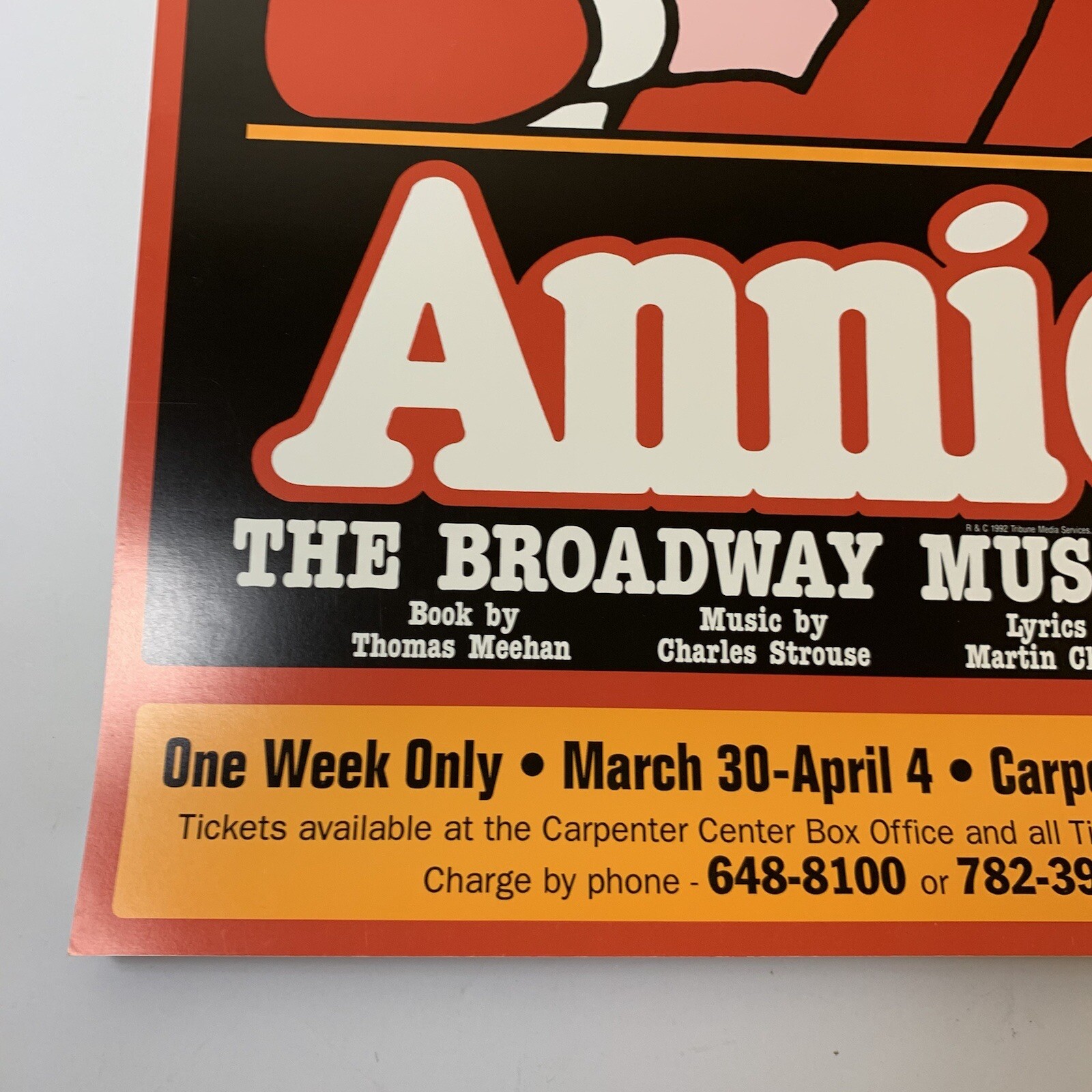 Annie Theater Broadway Window Poster 14" x 22 Marcia Lewis Schuck Carpenter 1992