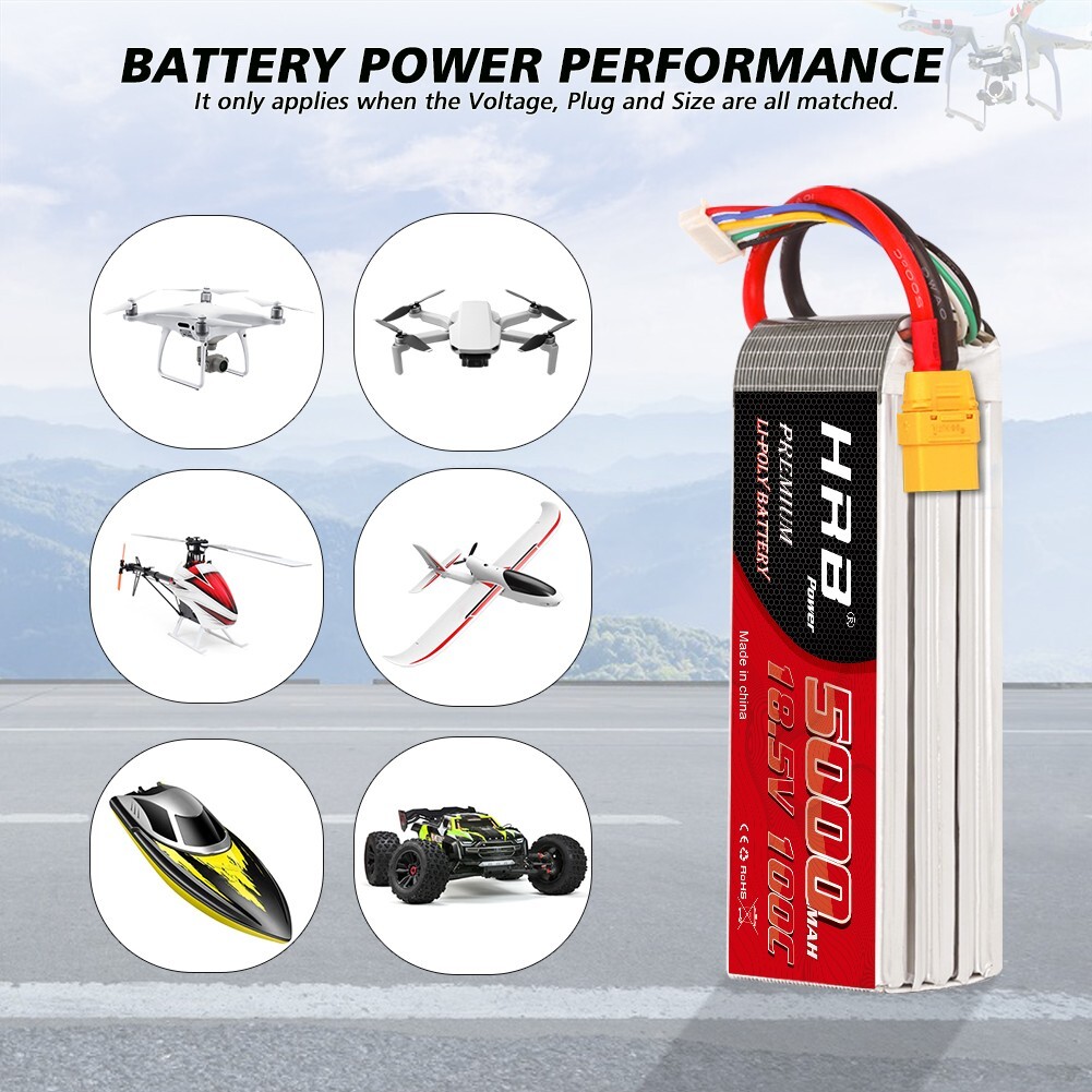 HRB 18.5V 5000mAh 5S XT90 100C LiPo Battery for RC Helicopter Drone Car Truck US