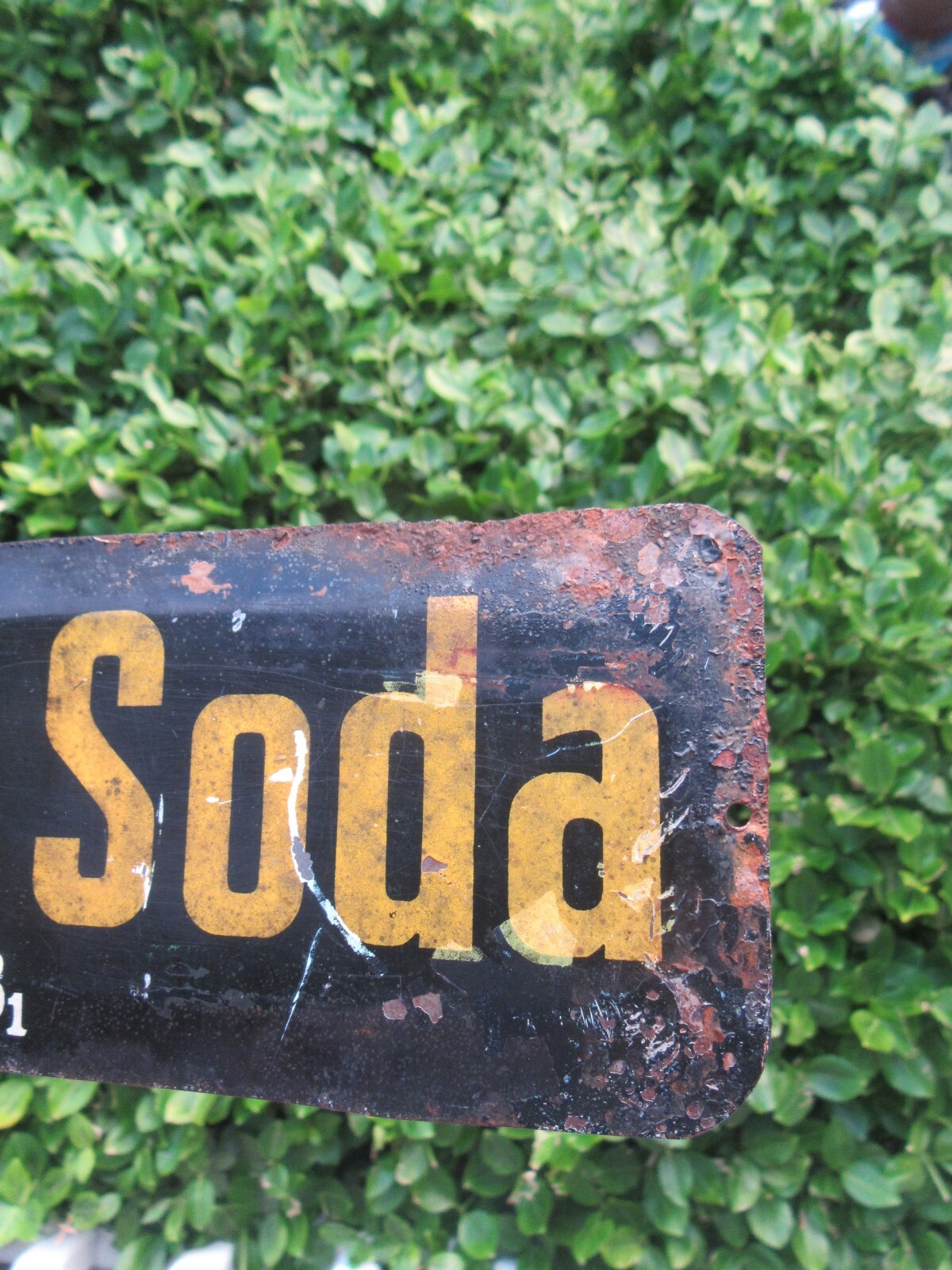 Vintage 1940's B-1 Lemon Lime Soda Tin Metal Door Push (16")