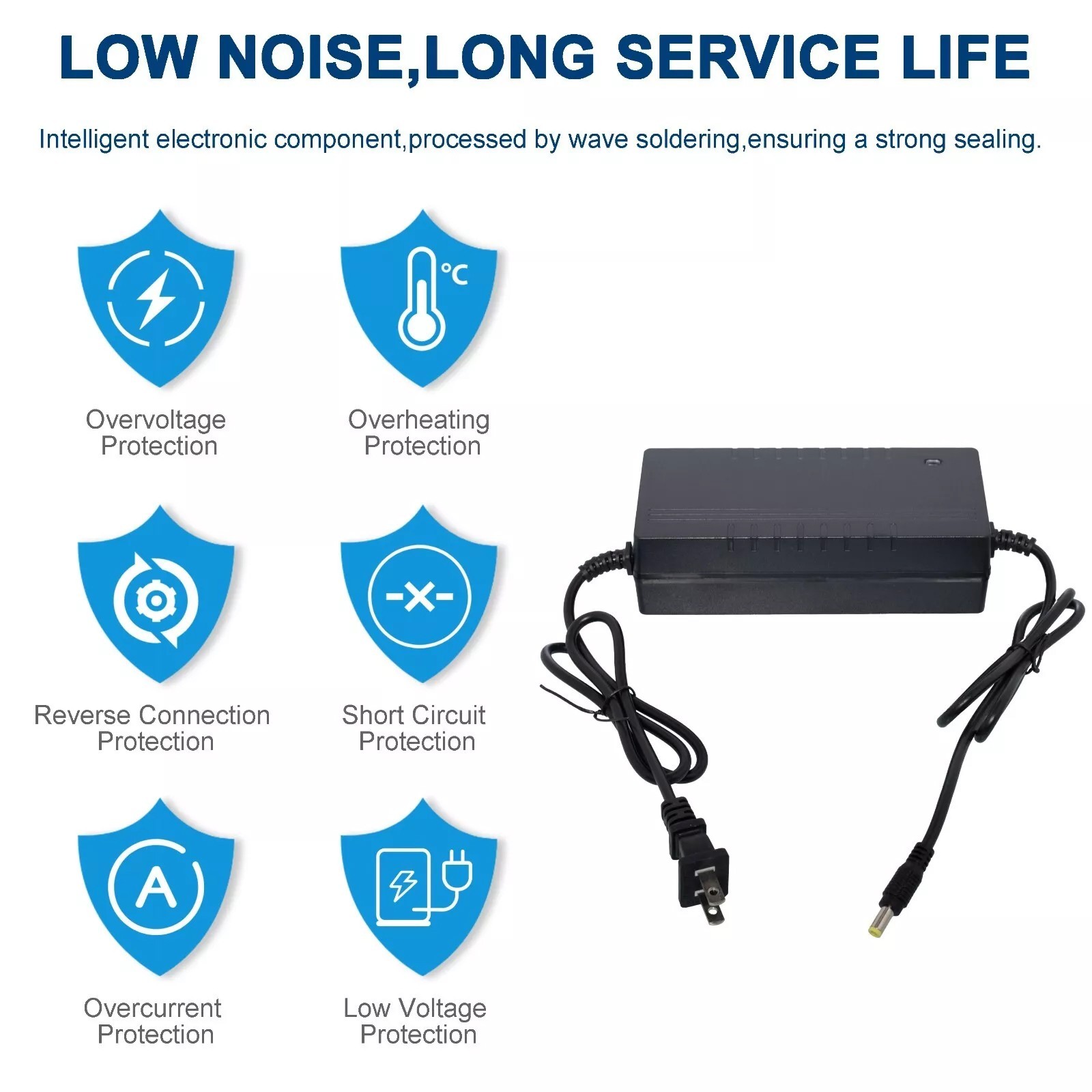 54.6V 2A Power Battery Charger DC 5.5*2.1mm Power Adapter 48V Lithium Battery US