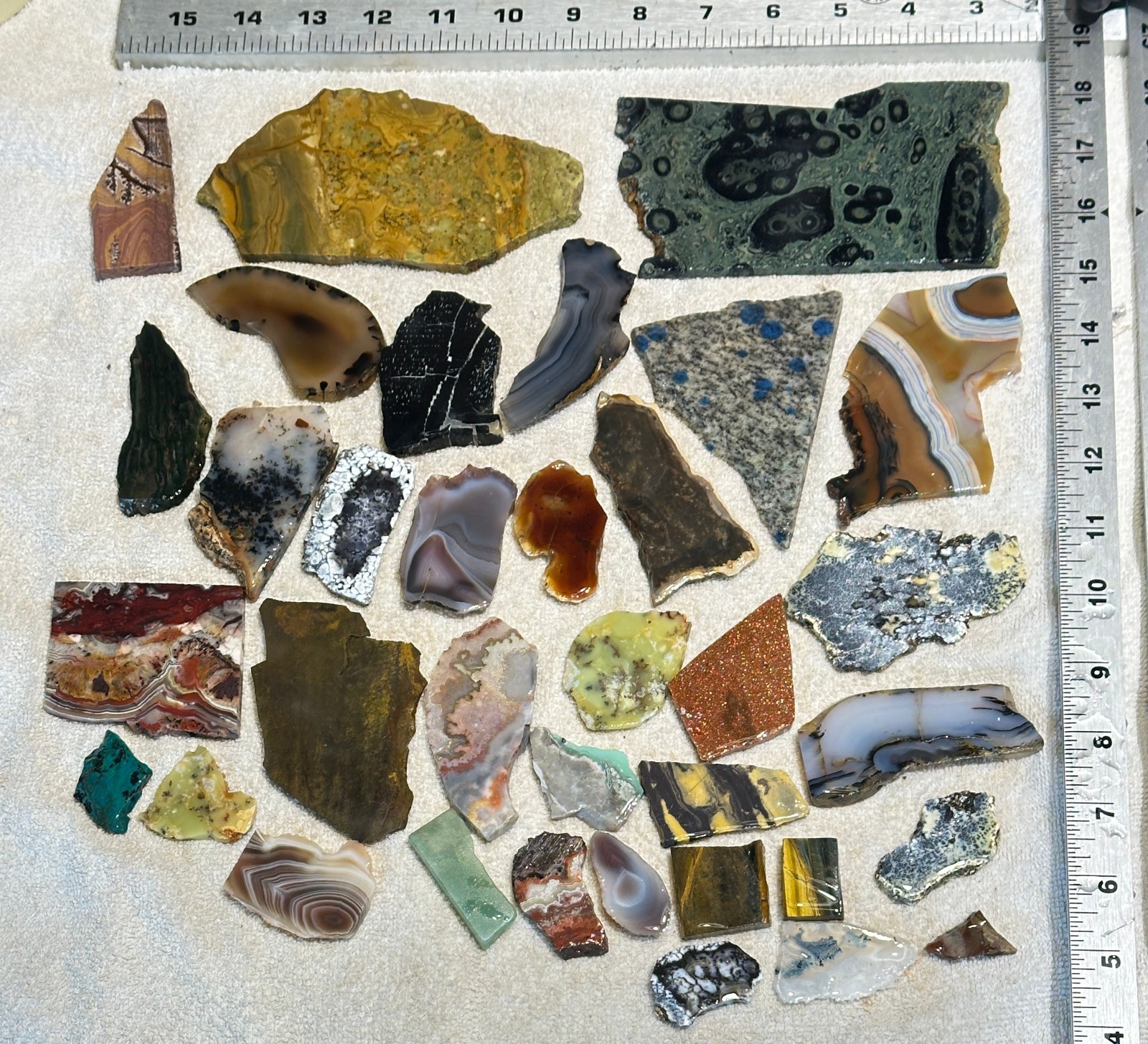 Lapidary Mixed Slab Lot 30pc Various Types Of Agates Jaspers Opal + 2lbs 8oz