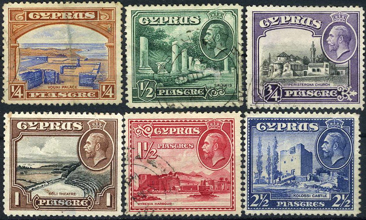 Cyprus 1934 King George Island Scenes Used (SC# 125-130)