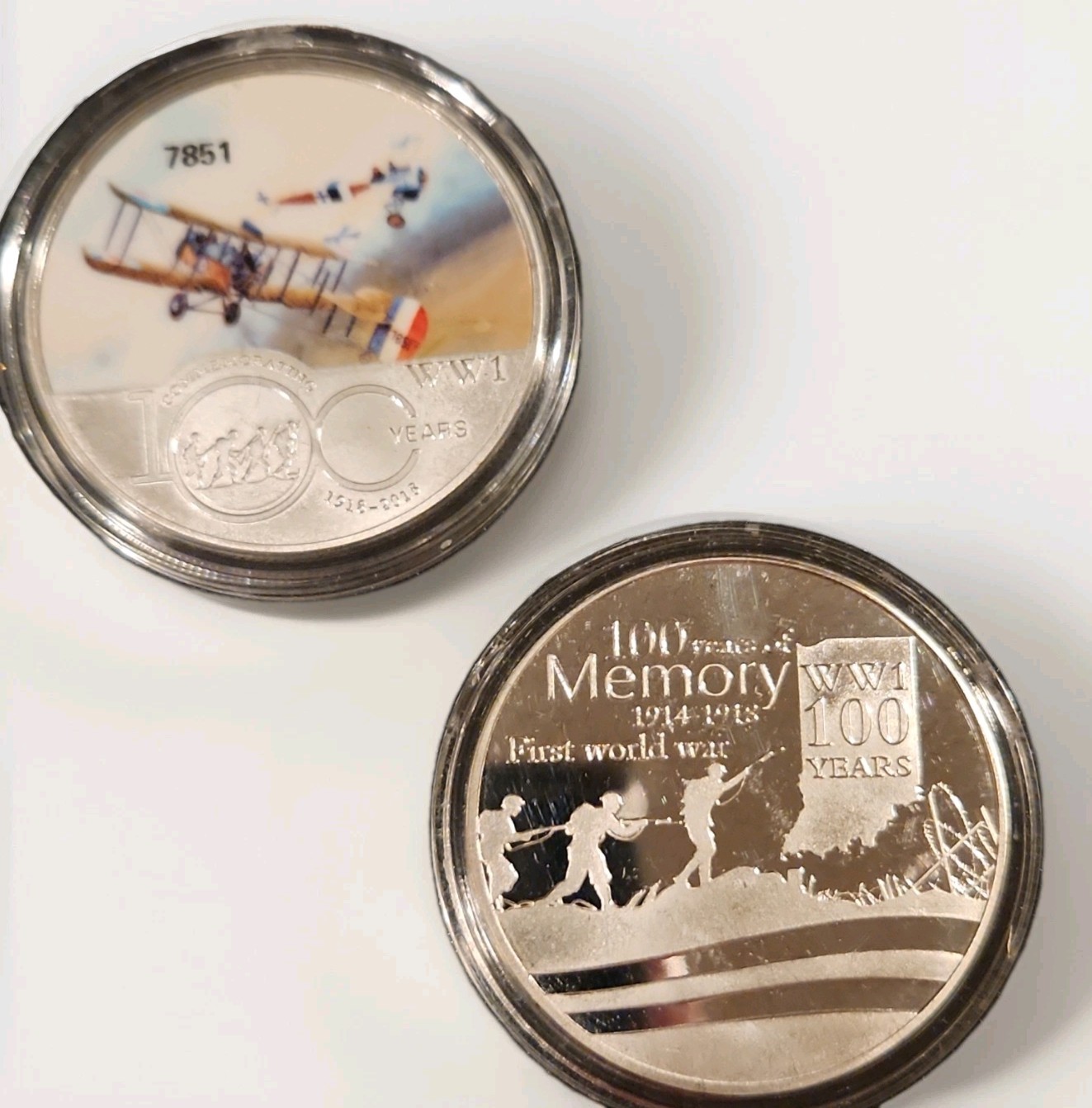 WWI 100 Years Anniversary Commemorative Coin Set Aircraft Designs Box
