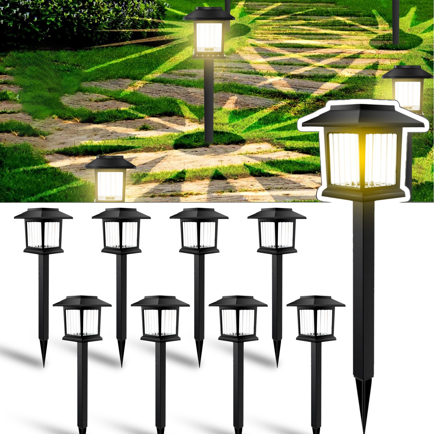 2-18PACK Solar Garden Lights Outdoor Landscape LED Light Pathway Yard Waterproof