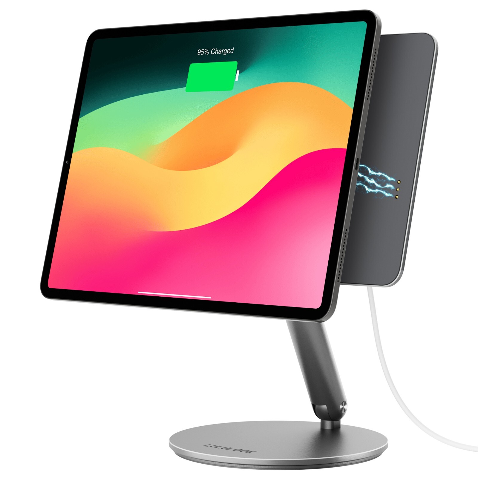 360 Rotating Foldable Magnetic Wireless Charging Stand For iPad Pro M4 13/12.9