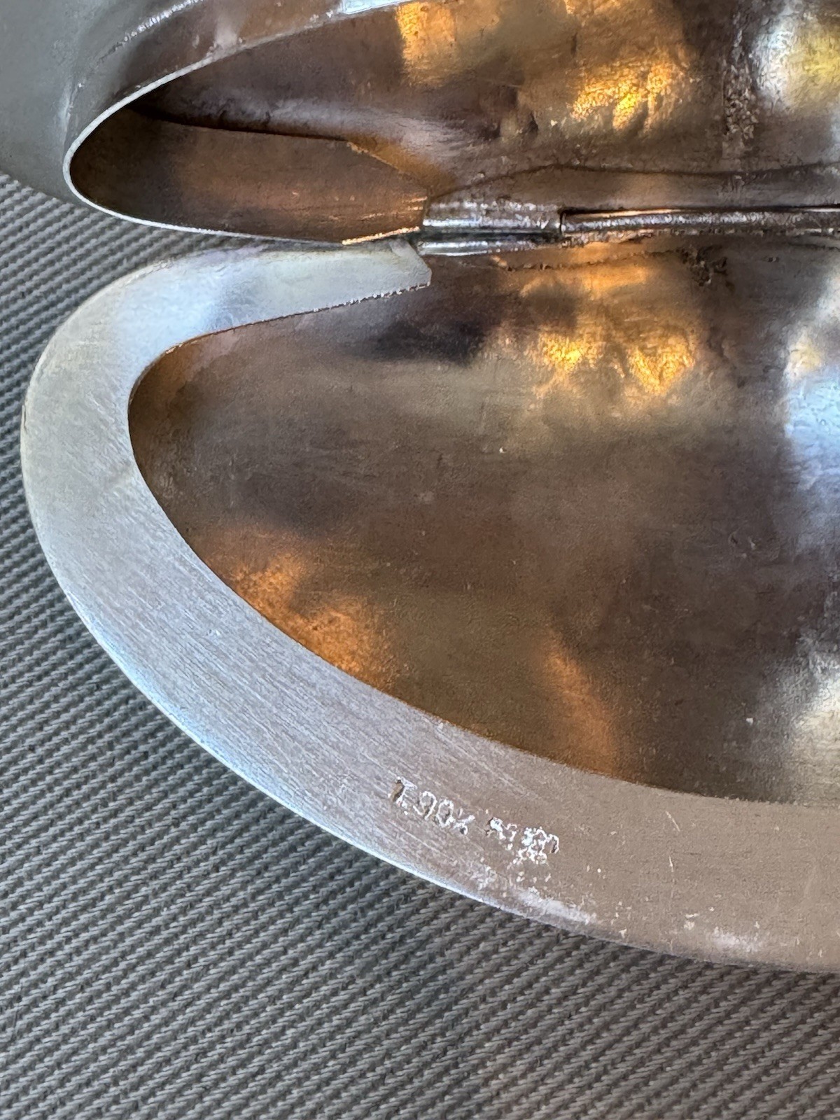 Antique Hallmarked Thailand? 90 Sterling Silver 4.25” Hinged Clam Shell Box