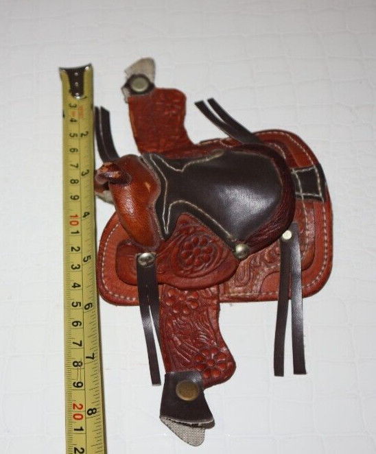 Vtg Miniature Small Tooled Leather Horse Western Saddle