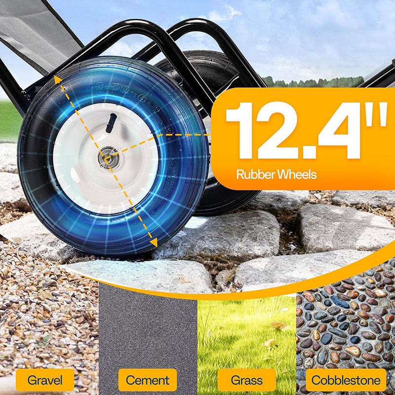 Firewood Log Cart Carrier with Rubber Wheels X-Large 300lbs Wood Mover Hauler