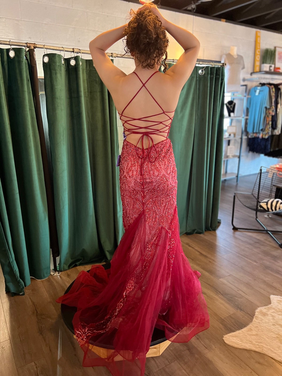 Boutique Red Embellished/sequence gown by Ladivine- Sz 8 - no alterations