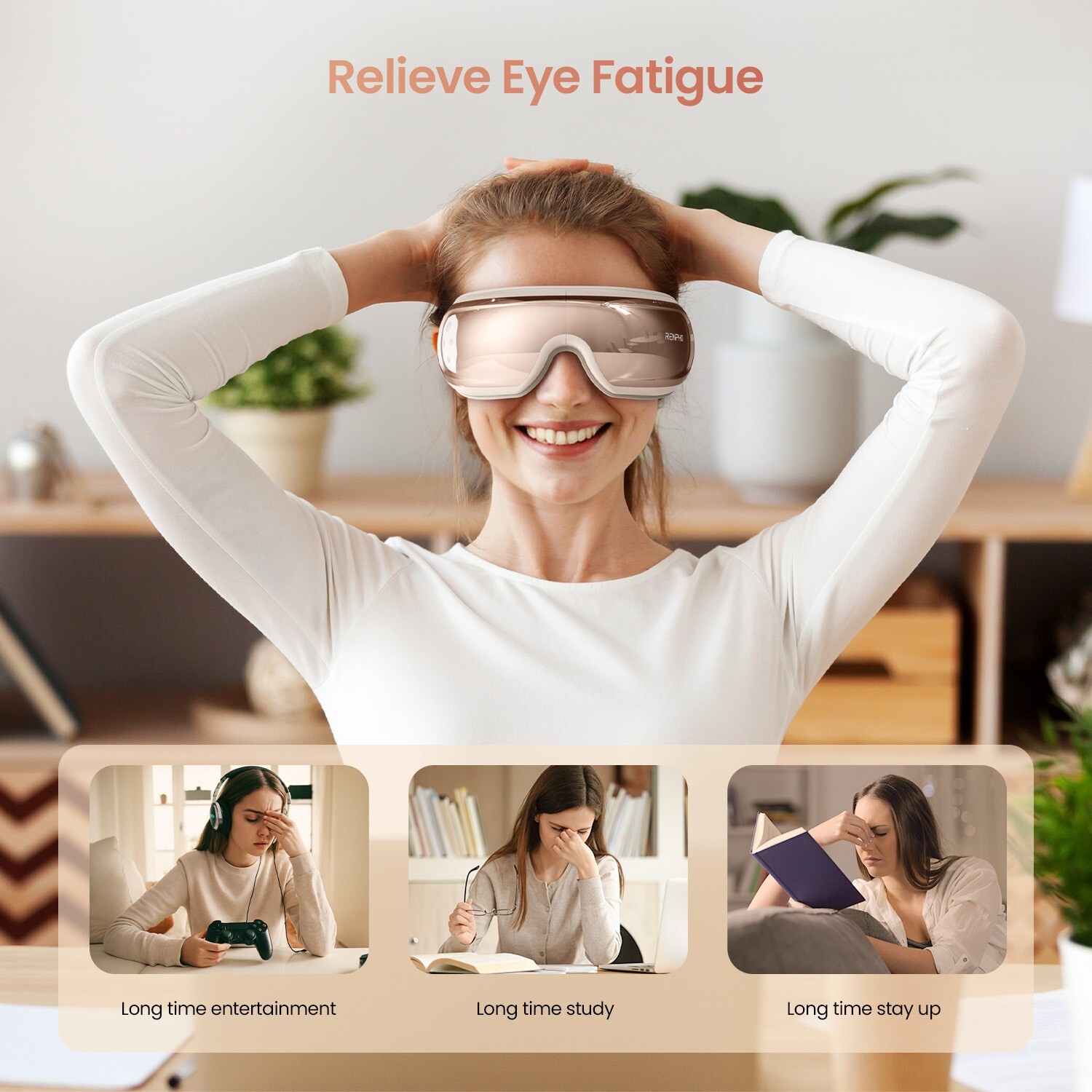 RENPHO Eye Massager with Heat & Cooling, Eyeris 3 Voice Control Gift Friend Mom