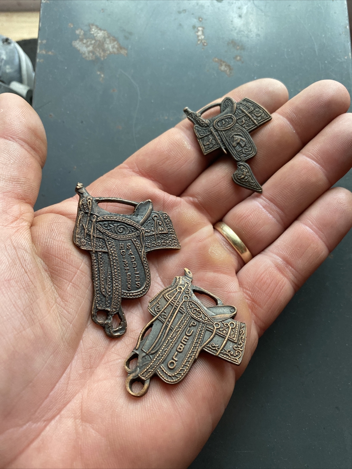 Saddle Pocket Watch FOB Set Pueblo Colorado El Paso Texas Nevada Cowboy Horse x3