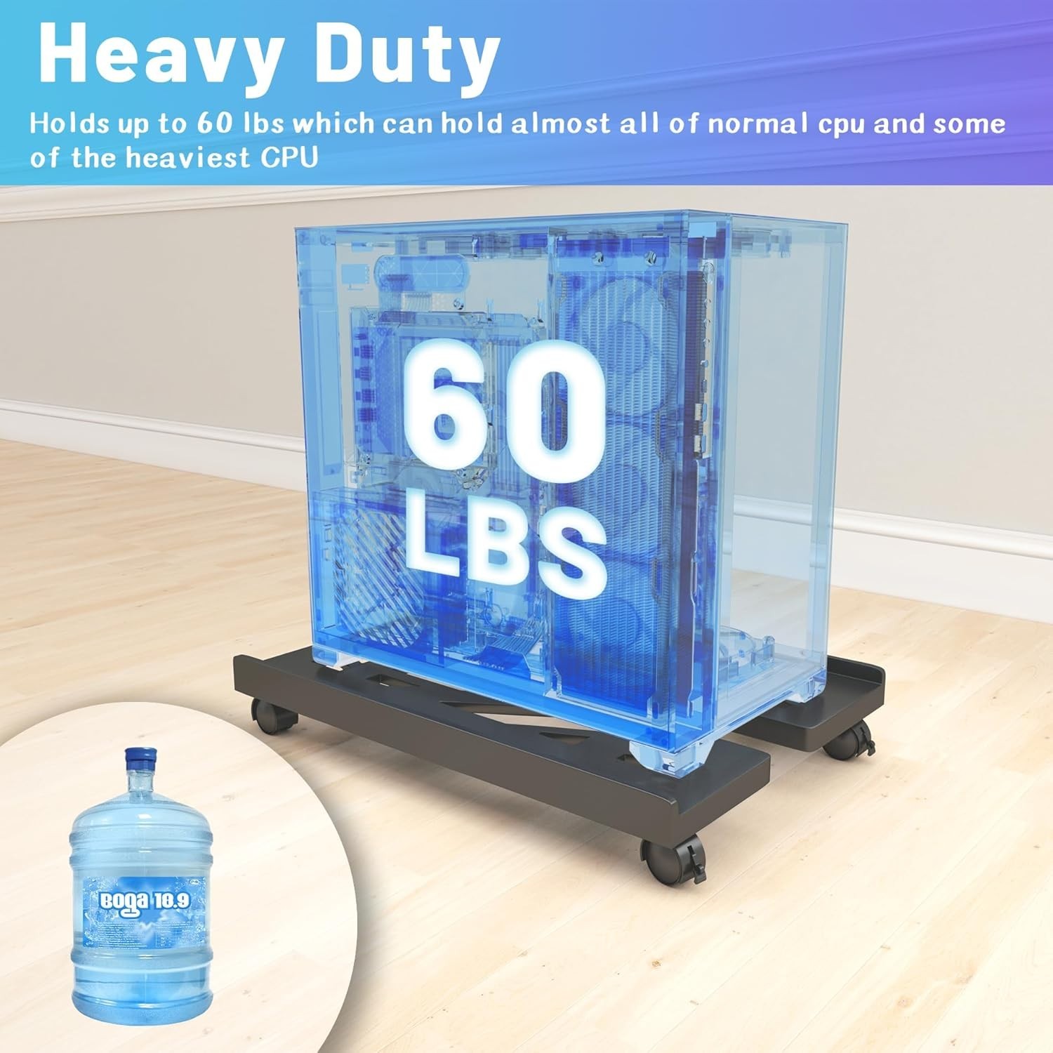 Mobile CPU Stand, CPU Rolling Stand Adjustable Computer Mobile Cart Holder with