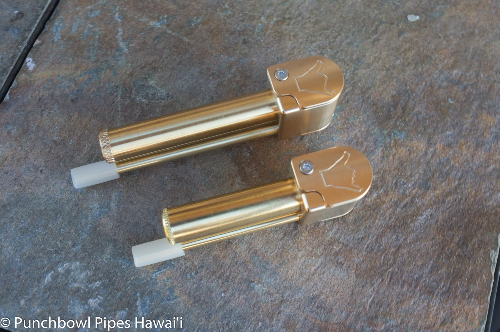 Super Shaka Pipe Unique Brass All-in-One w Long Stash Tube Poker Indestructible