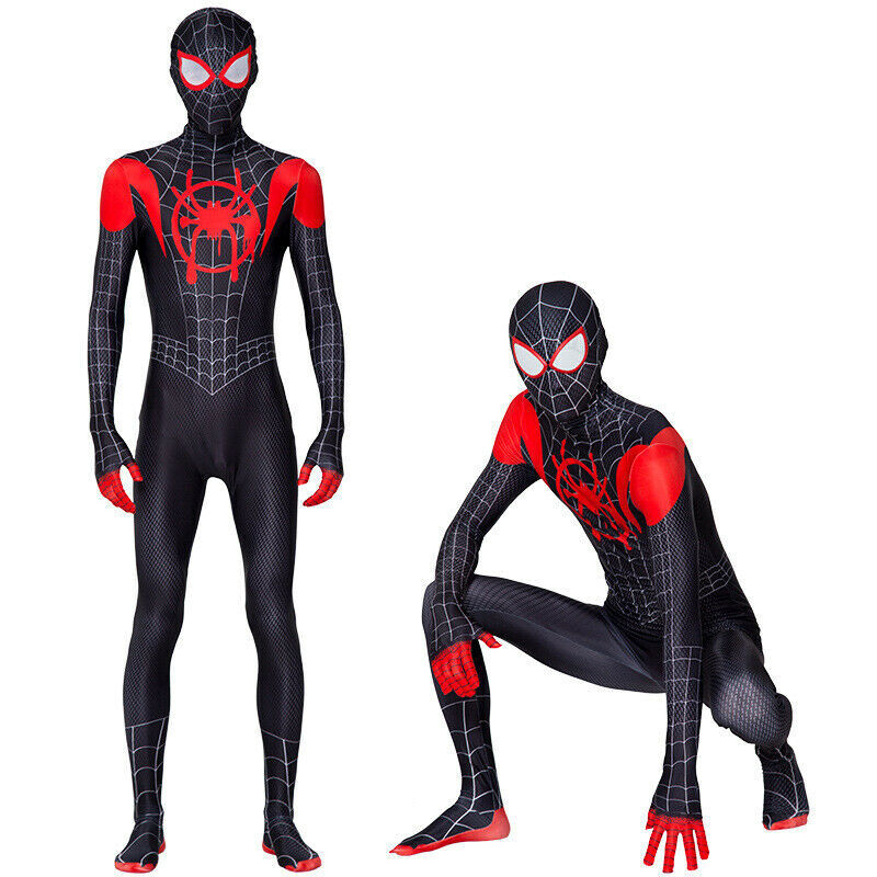 Spiderman Miles Morales Halloween Costume Cosplay Mens Jumpsuit Spandex Bodysuit