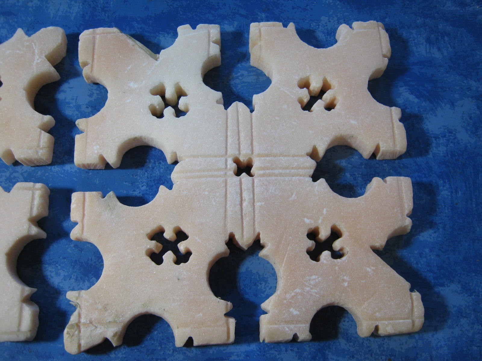 VINTAGE HANDMADE ETHIOPIAN CARVED SOAPSTONE TRIVETS 5" Square