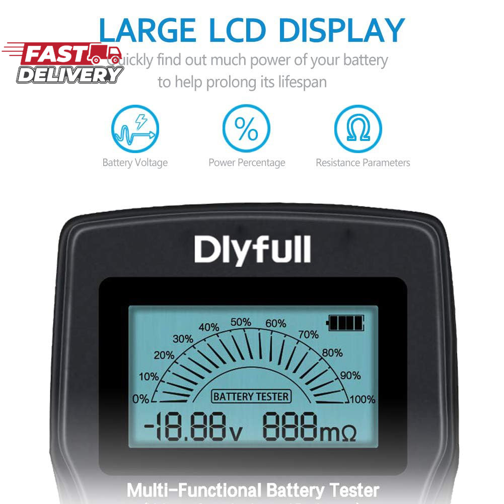 Dlyfull Universal Battery Tester with LCD Display, Small Digital Battery Voltage