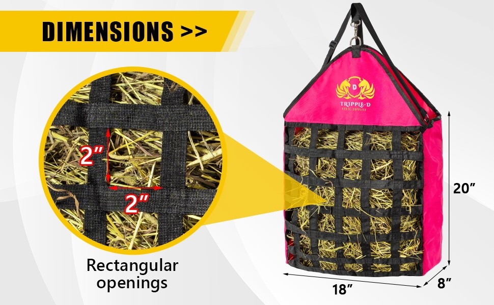 Tripple-D Horse Supplies top Loading Slow Feeder hay Bag Equipment Horses Goats