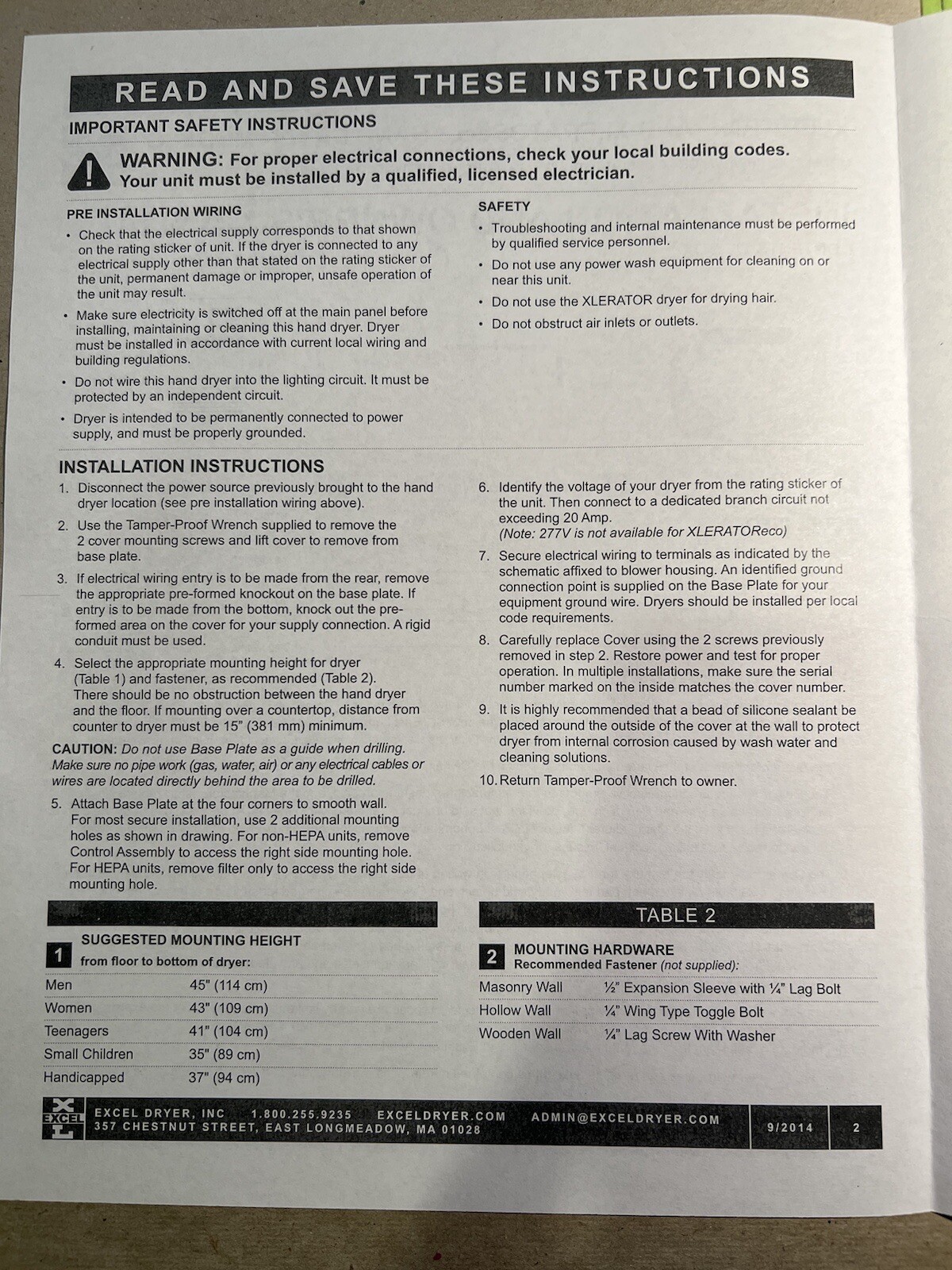 XLERATOR HAND DRYER XL-W NO TOUCH WALL MOUNT BATHROOM EXCEL XL C BW WHITE METAL