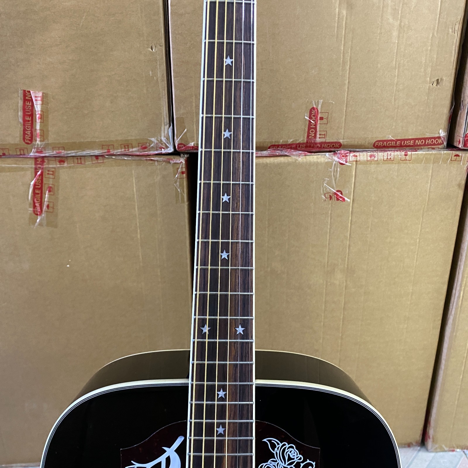 The Raven Acoustic Electric Guitar Black rosewood fretboard