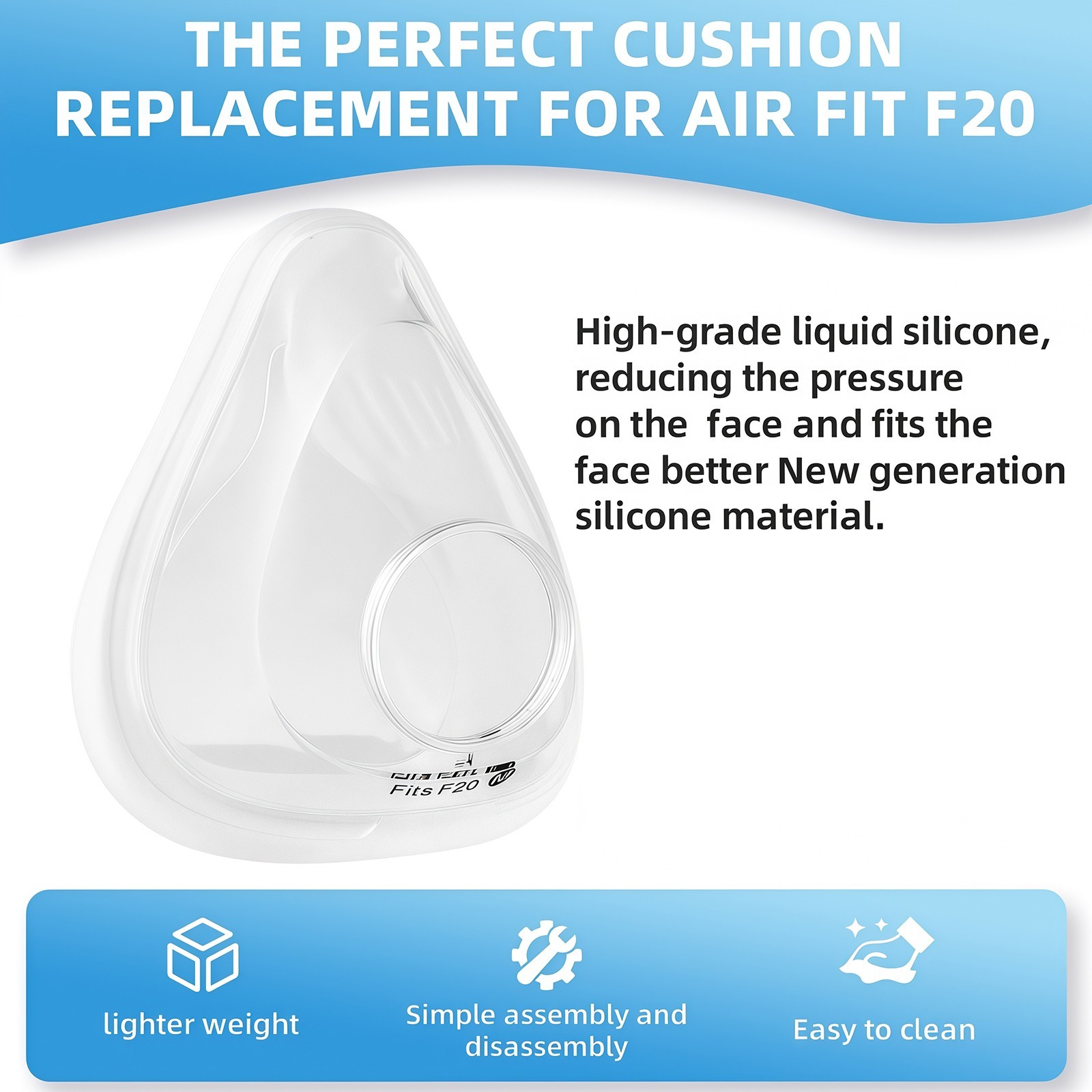 2-Pack Fit For AirFit F20 Full Face Replacement Cushion-Large NEW