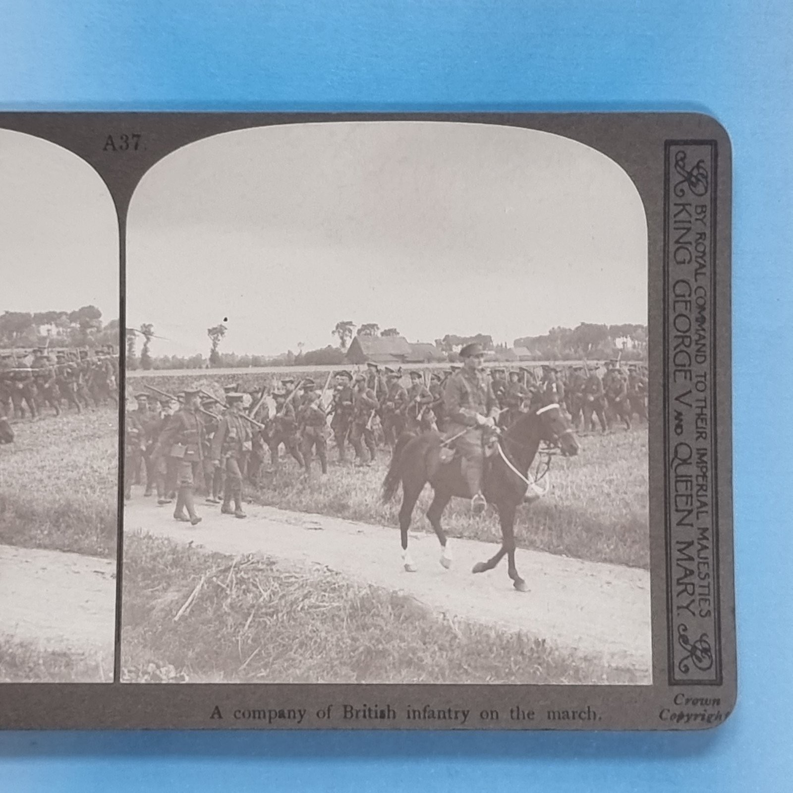 WW1 Stereoview 3D Real Photo C1916 Western Front British Infantry Column March